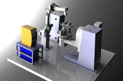 Robot with L type positioner